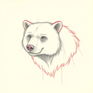 Red Ink Outline Bear Tattoo