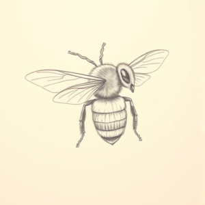 Red Ink Outline Bee Tattoo