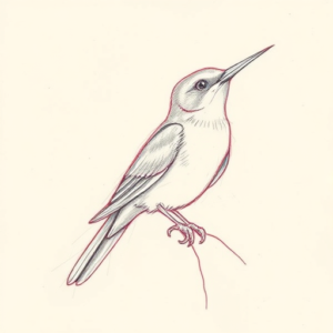 Red Ink Outline Bluebird Tattoo