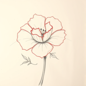 Red Ink Outline Bluebonnet Tattoo
