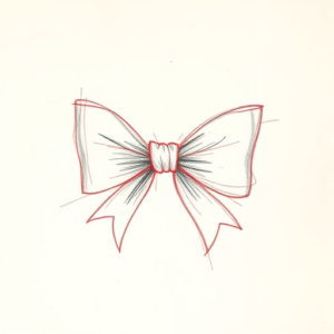 Red Ink Outline Bow Tattoo