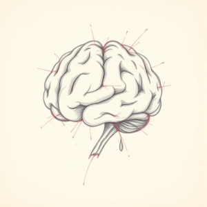 Red Ink Outline Brain Tattoo