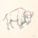 Red Ink Outline Buffalo Tattoo