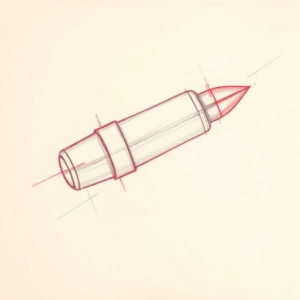 Red Ink Outline Bullet Tattoo