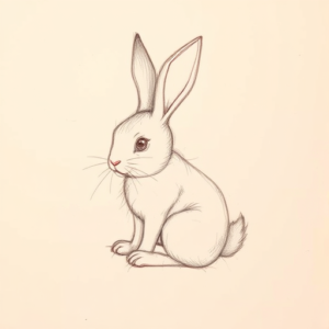 Red Ink Outline Bunny Tattoo