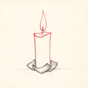 Red Ink Outline Candle Tattoo