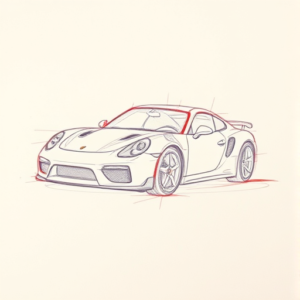 Red Ink Outline Car Tattoo