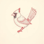 Red Ink Outline Cardinal Tattoo