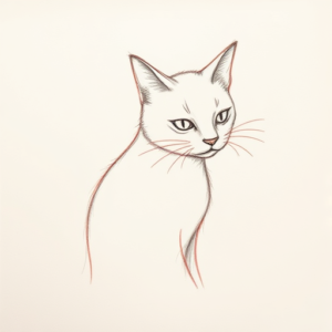 Red Ink Outline Cat Tattoo