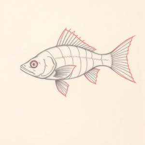 Red Ink Outline Catfish Tattoo