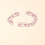 Red Ink Outline Chain Tattoo