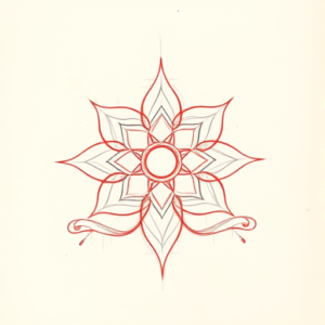 Red Ink Outline Chakra Tattoo