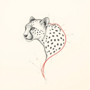 Red Ink Outline Cheetah Tattoo