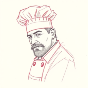 Red Ink Outline Chef Tattoo