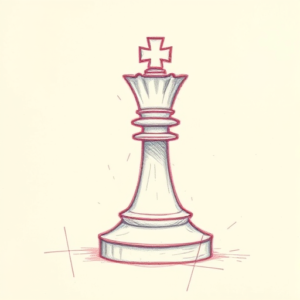 Red Ink Outline Chess Tattoo