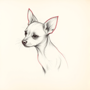 Red Ink Outline Chihuahua Tattoo