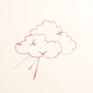 Red Ink Outline Cloud Tattoo
