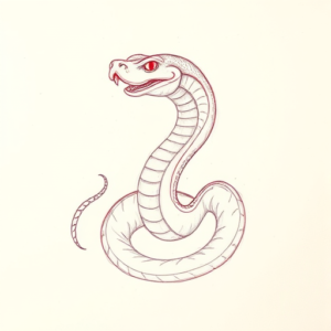 Red Ink Outline Cobra Tattoo