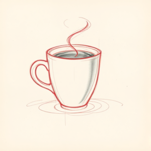 Red Ink Outline Coffee Tattoo