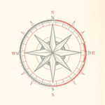 Red Ink Outline Compass Tattoo