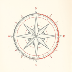 Red Ink Outline Compass Tattoo