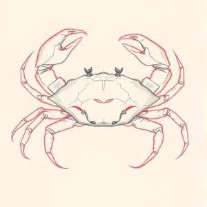 Red Ink Outline Crab Tattoo