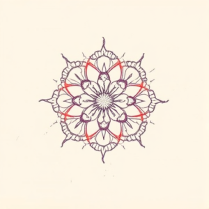 Red Ink Outline Crochet Tattoo