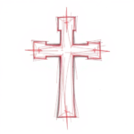 Red Ink Outline Cross Tattoo