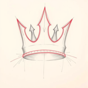 Red Ink Outline Crown Tattoo