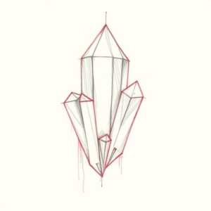 Red Ink Outline Crystal Tattoo