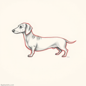 Red Ink Outline Dachshund Tattoo