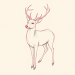 Red Ink Outline Deer Tattoo