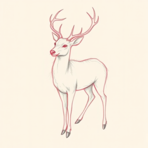 Red Ink Outline Deer Tattoo