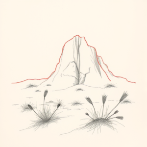 Red Ink Outline Desert Tattoo