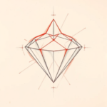 Red Ink Outline Diamond Tattoo