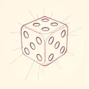 Red Ink Outline Dice Tattoo