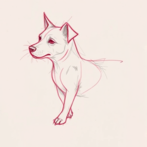 Red Ink Outline Dog Tattoo