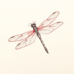 Red Ink Outline Dragonfly Tattoo