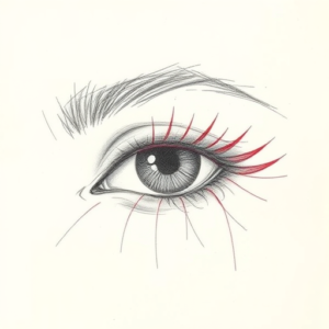Red Ink Outline Eye Tattoo
