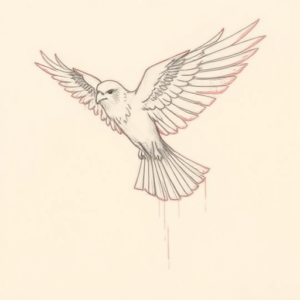 Red Ink Outline Falcon Tattoo