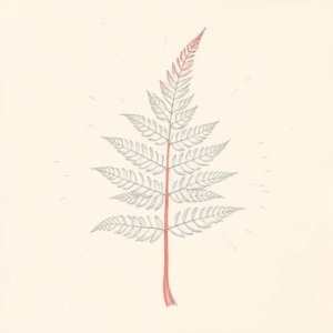 Red Ink Outline Fern Tattoo