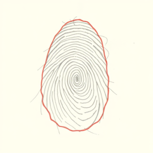 Red Ink Outline Fingerprint Tattoo