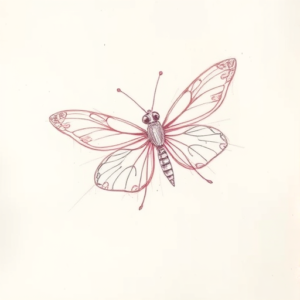 Red Ink Outline Firefly Tattoo