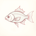 Red Ink Outline Fish Tattoo