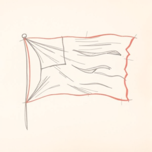 Red Ink Outline Flag Tattoo