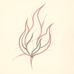 Red Ink Outline Flame Tattoo