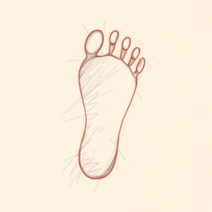 Red Ink Outline Footprint Tattoo