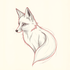 Red Ink Outline Fox Tattoo