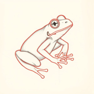 Red Ink Outline Frog Tattoo