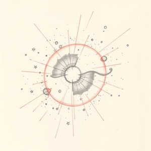 Red Ink Outline Galaxy Tattoo
